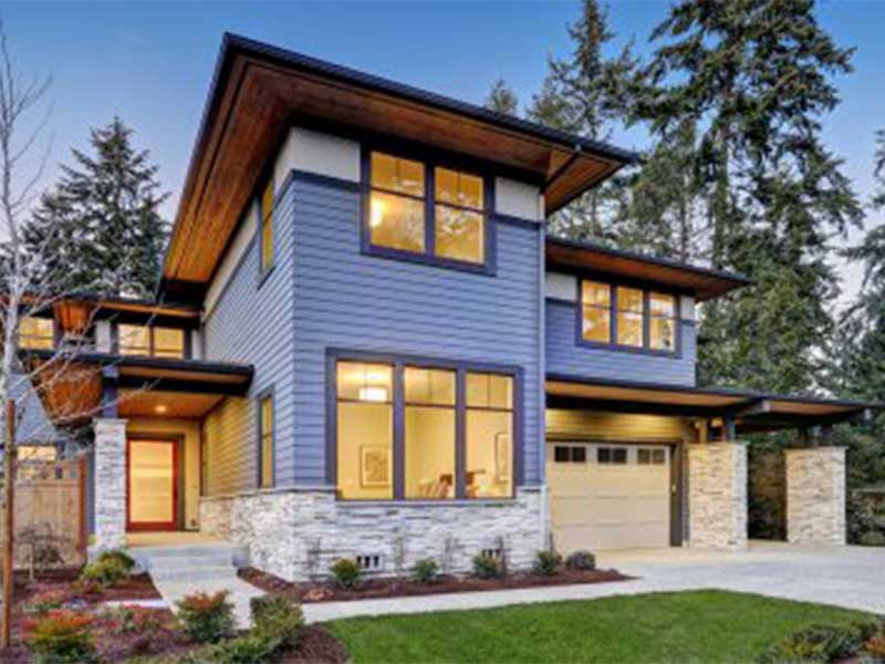 luxury house with garage door