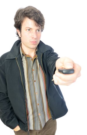 man with remote in hand
